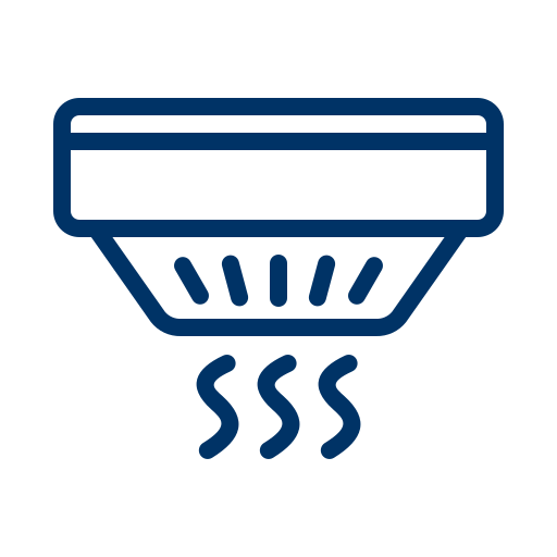 Smoke Alarm Systems With Carbon Monoxide Detection Smoke detector icon with wavy lines.