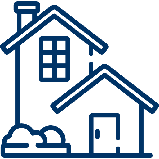 Updating Systems forOlder Homes Simple house line drawing with chimney.